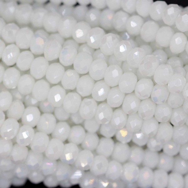 Rondelle in Cristallo Sfaccettato 3x2,5mm WHITE ALABASTER