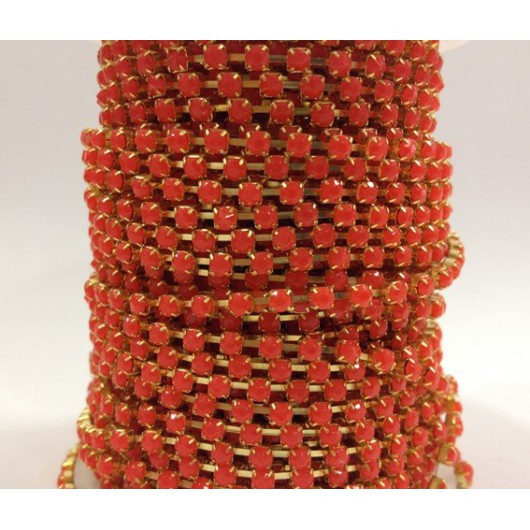 Catena con Strass in Resina 4mm Arancio Fluo