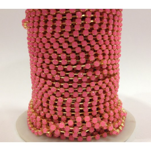 Catena con Strass in Resina 3mm Fucsia Fluo