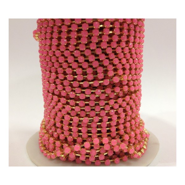 Catena con Strass in Resina 3mm Fucsia Fluo