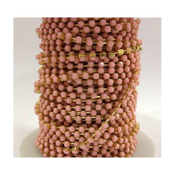 Catena con Strass in Resina 3mm Rose Alabaster