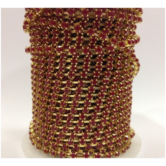 Catena con Strass in Resina 4mm Amaranto