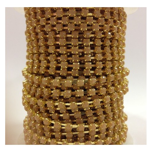 Catena con Strass in Resina 4mm Beige Scuro