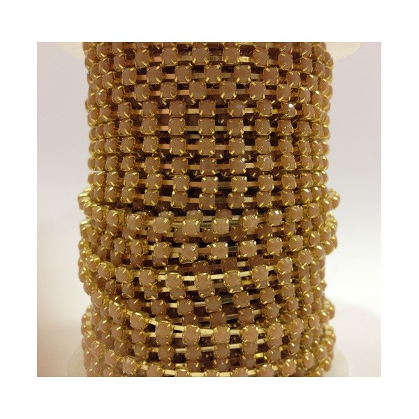 Catena con Strass in Resina 4mm Beige Scuro