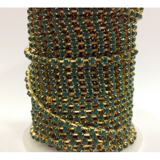 Catena con Strass in Resina 4mm Emerald