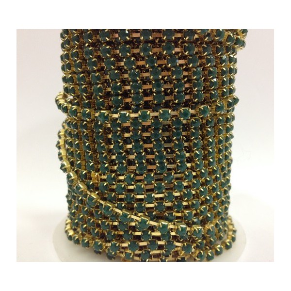 Catena con Strass in Resina 4mm Emerald