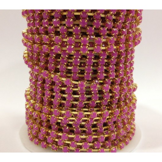 Catena con Strass in Resina 4mm Fucsia