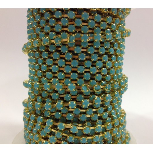 Catena con Strass in Resina 4mm Turchese