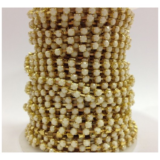 Catena con Strass in Resina 4mm White Alabaster