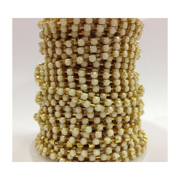 Catena con Strass in Resina 4mm White Alabaster