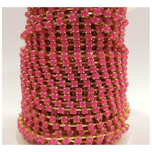 Catena con Strass in Resina 4mm Fucsia Fluo