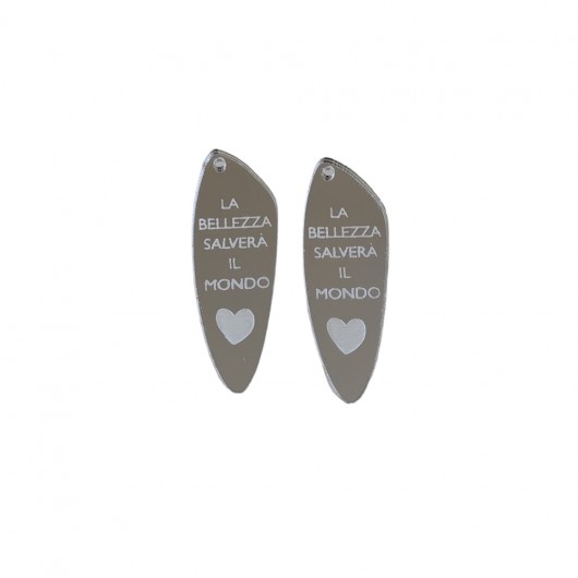 Piastrine 49x12mm "la bellezza..." colore argento