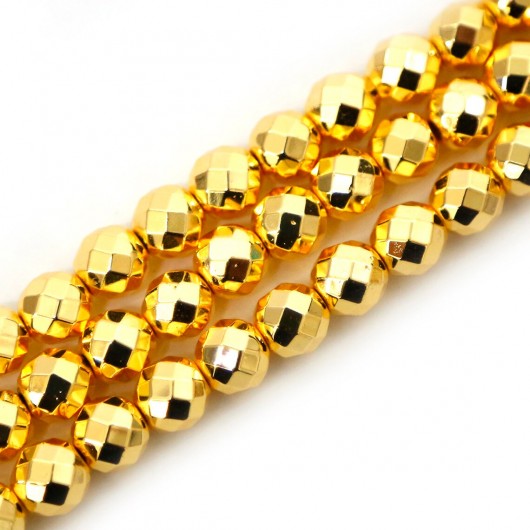 Hematite gold multifaceted 4mm