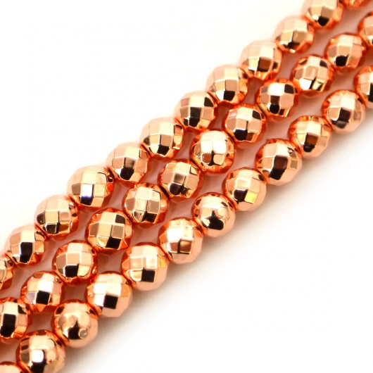 Hematite rose gold multifaceted 4mm