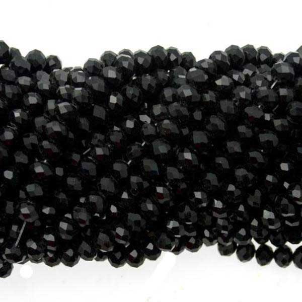 Rondelle in Cristallo Sfaccettato 6x4mm BLACK