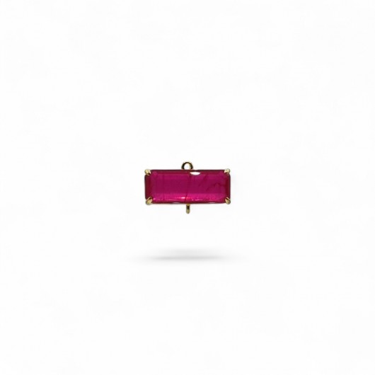 Cabochon connettore orizzontale HQ rettangolare 8x20mm FUCHSIA SCREZIATO