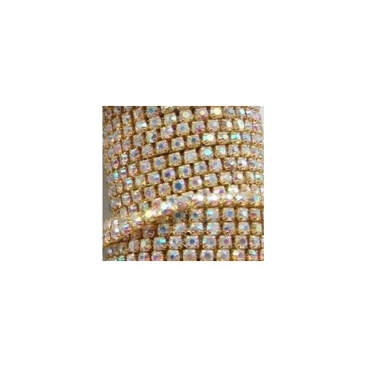 Catena con Strass in Cristallo AB 4mm Oro