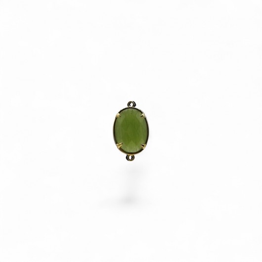 Cabochon connettore con ganci HQ ovale 20x14mm FERN GREEN OPAL
