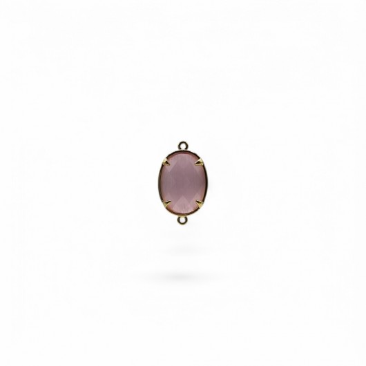 Cabochon connettore con ganci HQ ovale 20x14mm LIGHT ROSE OPAL