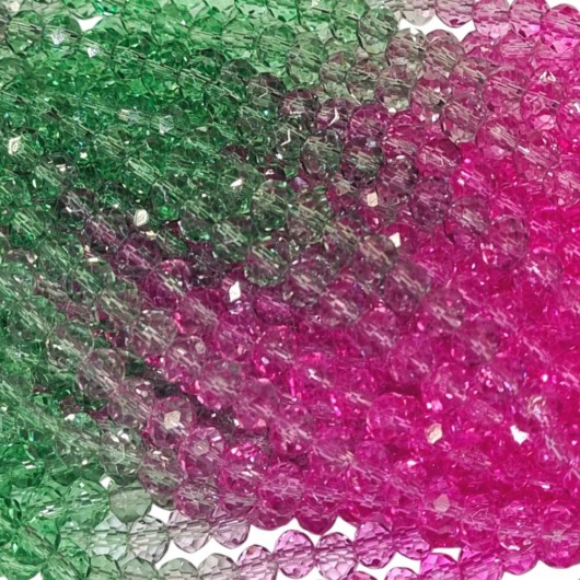 Cristallo sfaccettato 6x4mm Bicolor rosa verde