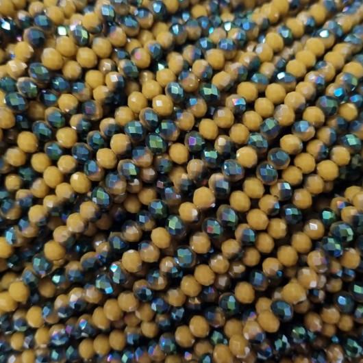 Cristallo Sfaccettato 4x3mm Kaki metal blue