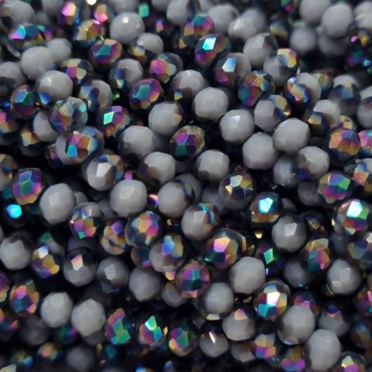 Cristallo sfaccettato 3x2,5mm Rainbow grey