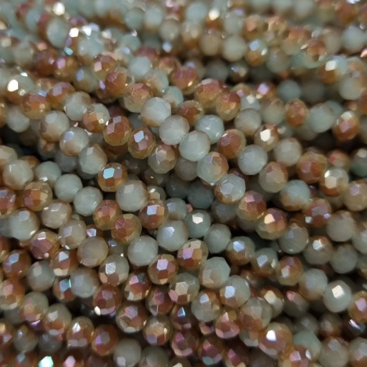 Cristallo sfaccettato 3x2,5mm Mint gold