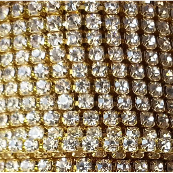 Catena con Strass in Cristallo 3mm Oro