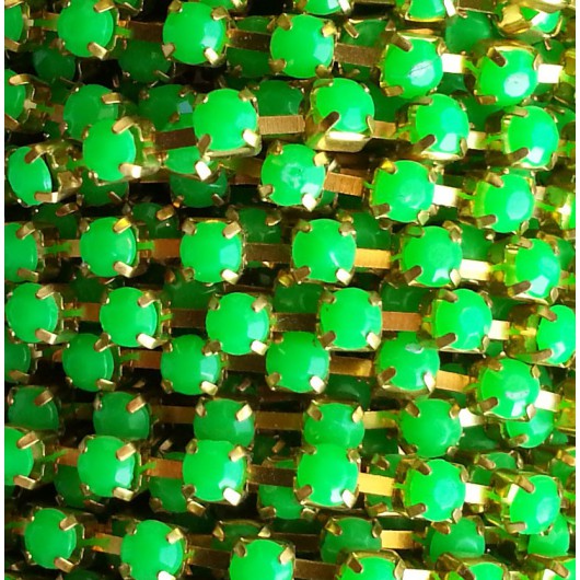 Catena con Strass in Resina 4mm Verde Fluo