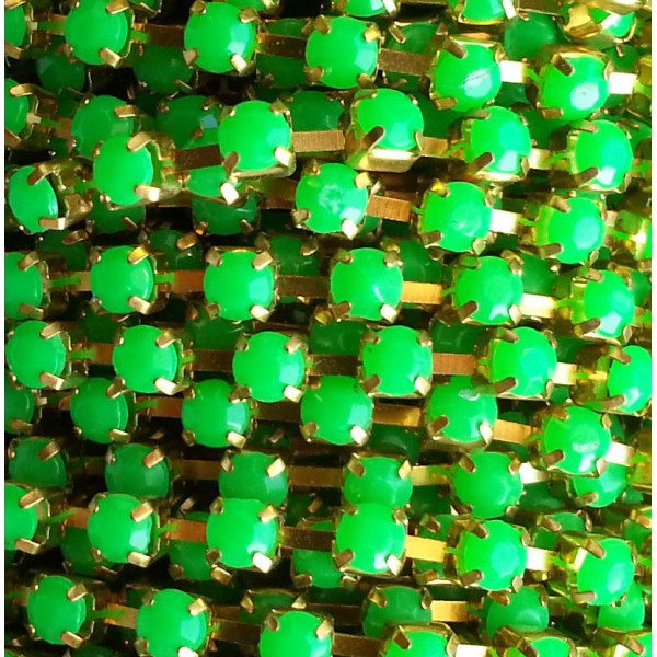 Catena con Strass in Resina 4mm Verde Fluo