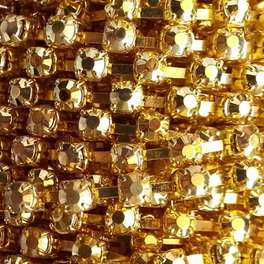 Catena con Strass in Resina 4mm Gold Plated